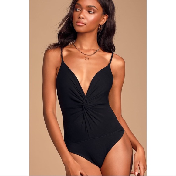Lulus Lianna Black Sleeveless Twist-Front Bodysuit - Picture 2 of 5
